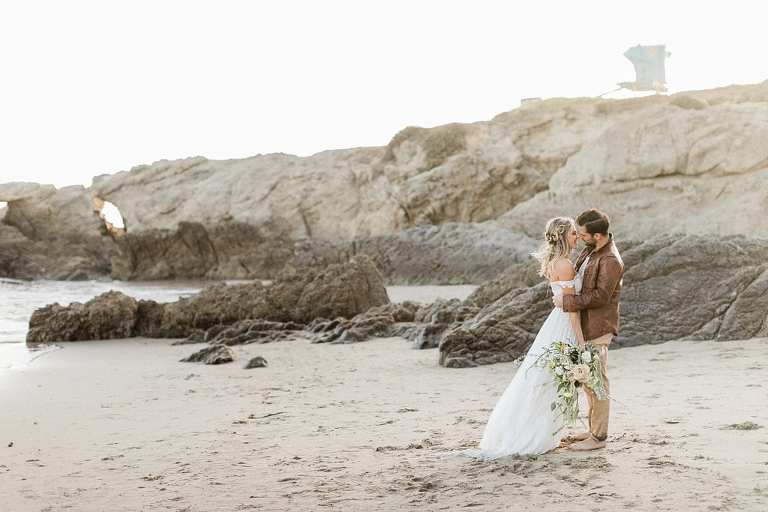 Leo Carrillo State Beach Wedding at sunset in April | Malibu Elopement Photographer