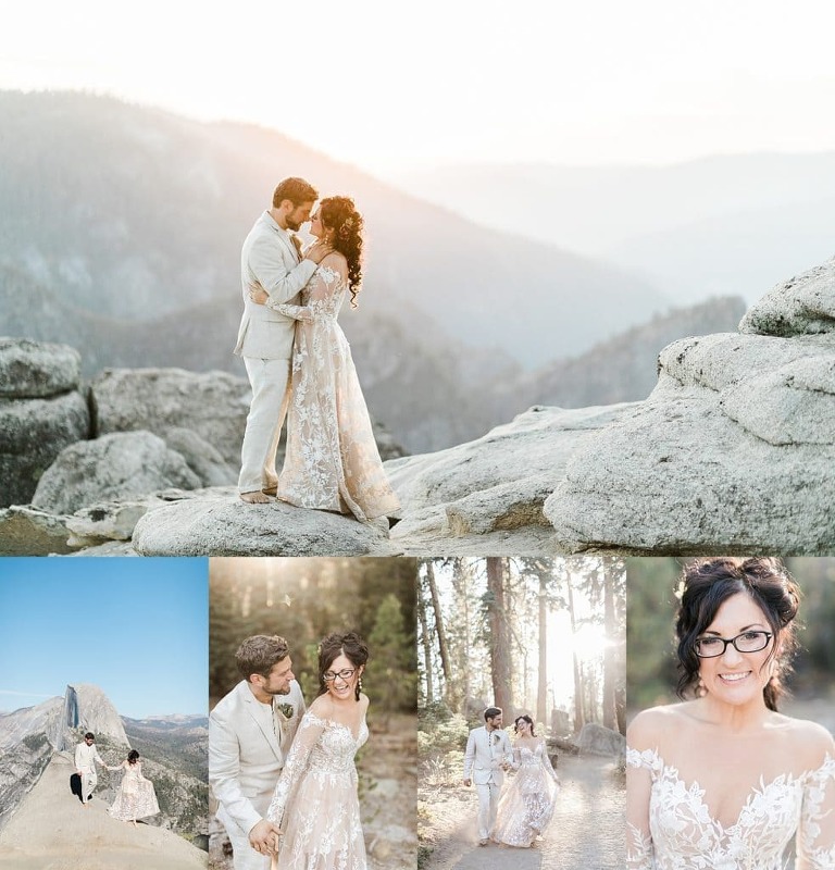 Yosemite Elopement Photographer taking pictures at sunset at Taft Point