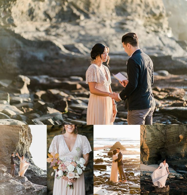 Couple eloping in Sunset Cliffs Park in San Diego, CA
