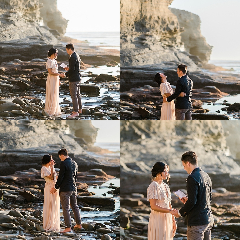 Self-uniting elopement ceremony ideas from Sunset Cliffs in California 