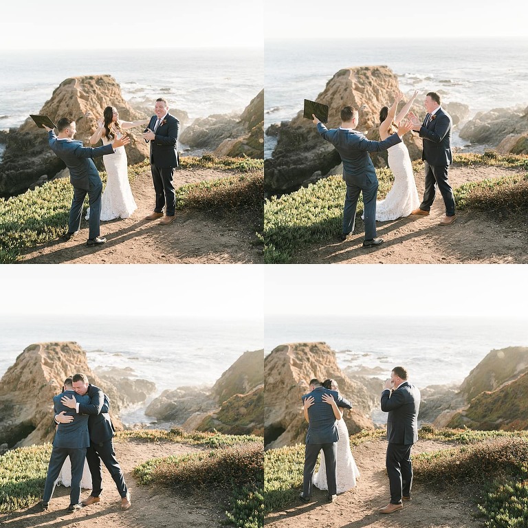 A great elopements ceremony idea is to have a friend officiate your wedding like this couple in Big Sur, CA